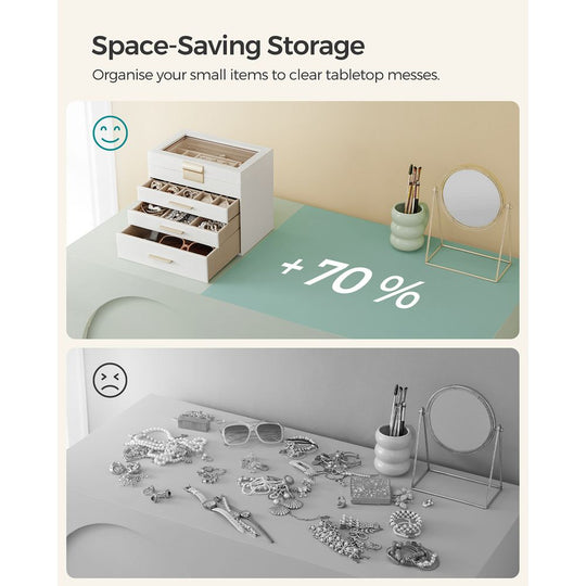 4-Layer Jewelry Box | Glass Lid Storage Organizer