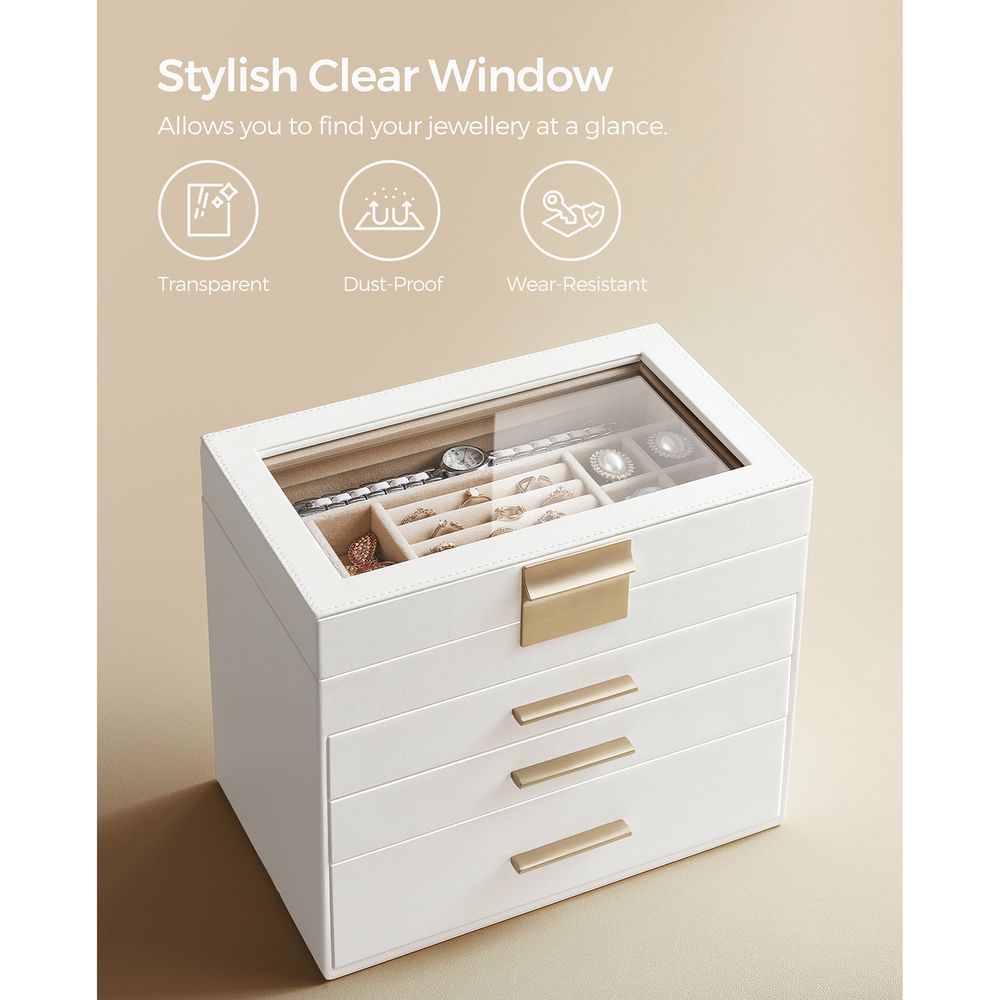 4-Layer Jewelry Box | Glass Lid Storage Organizer