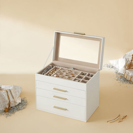 4-Layer Jewelry Box | Glass Lid Storage Organizer