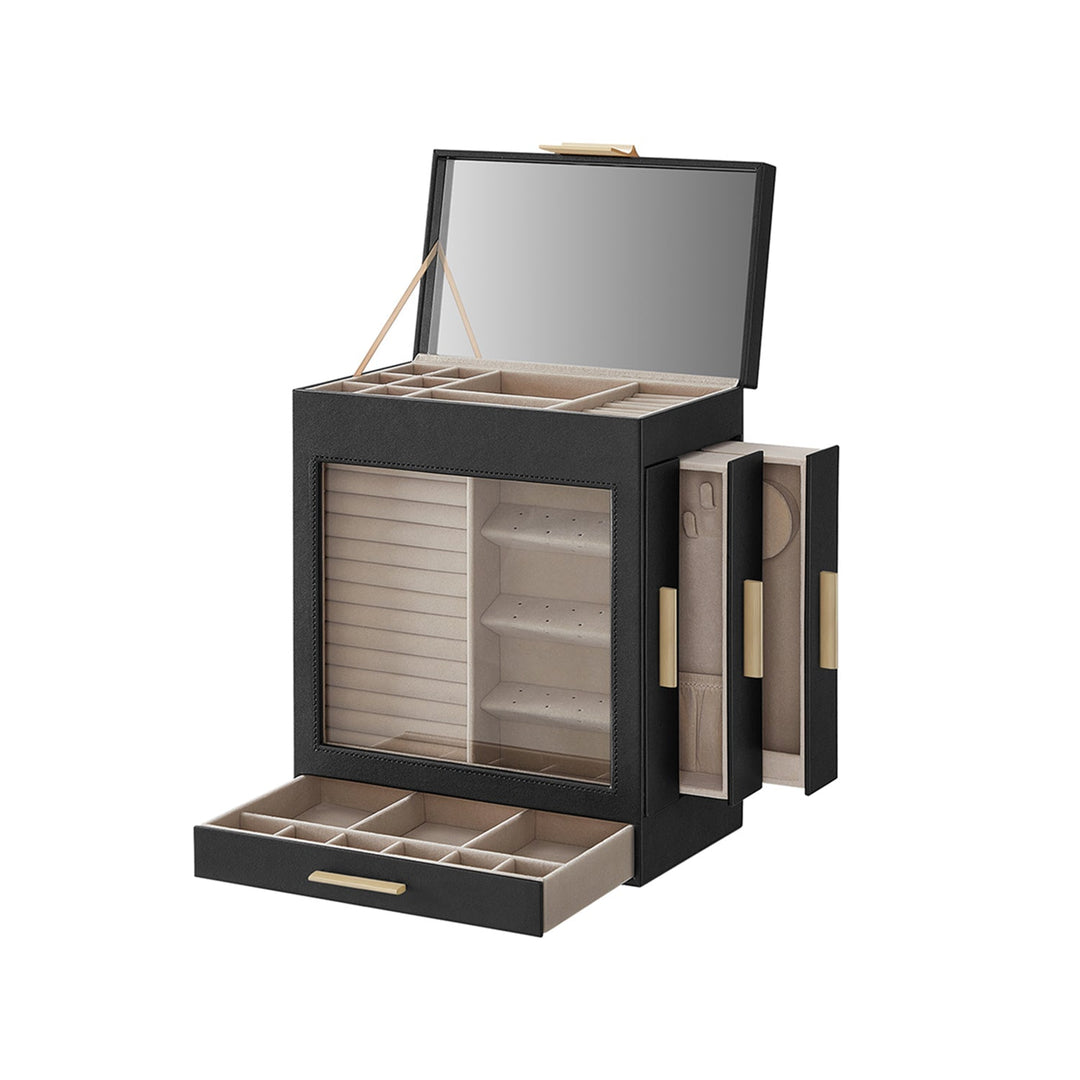 Multi Layer Jewelry Organizer Box | Glass Window And Mirror