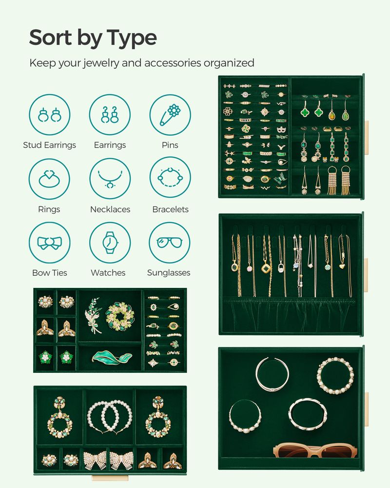 Multi Layer Jewelry Organizer Box | Glass Window And Mirror