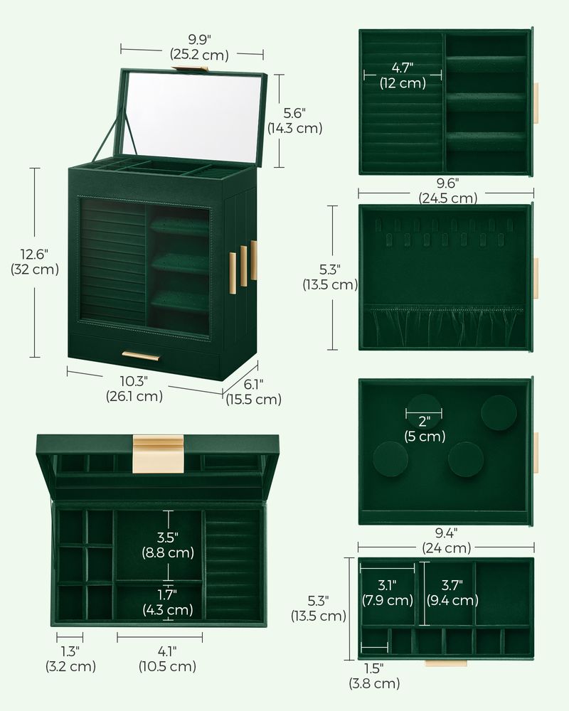 Multi Layer Jewelry Organizer Box | Glass Window And Mirror