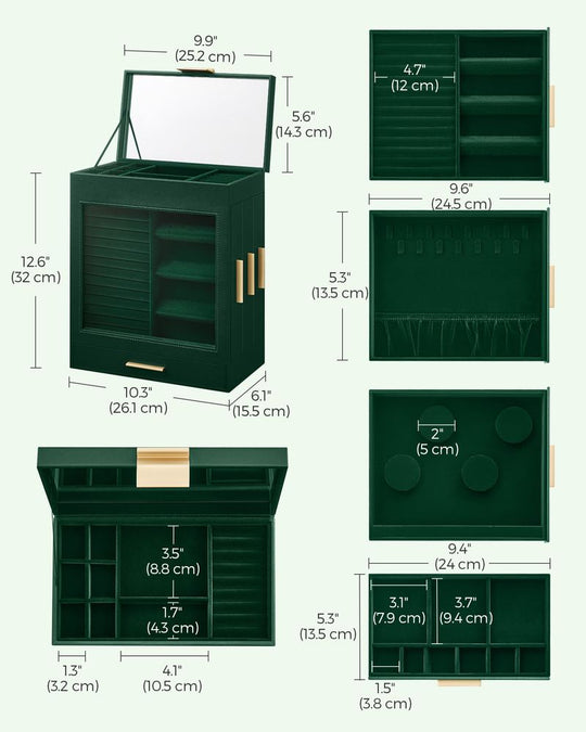 Multi Layer Jewelry Organizer Box | Glass Window And Mirror