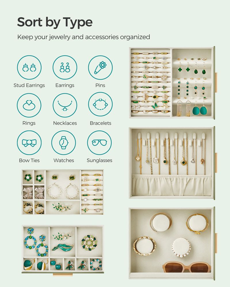 Multi Layer Jewelry Organizer Box | Glass Window And Mirror