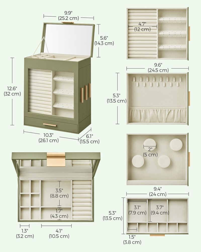 Multi Layer Jewelry Organizer Box | Glass Window And Mirror