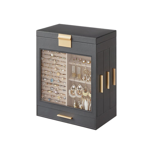 Multi Layer Jewelry Organizer Box | Glass Window And Mirror