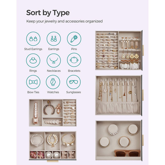 Multi Layer Jewelry Organizer Box | Glass Window And Mirror