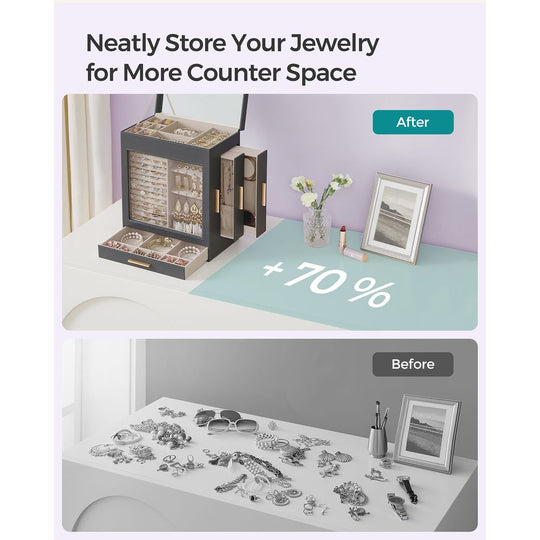 Multi Layer Jewelry Organizer Box | Glass Window And Mirror