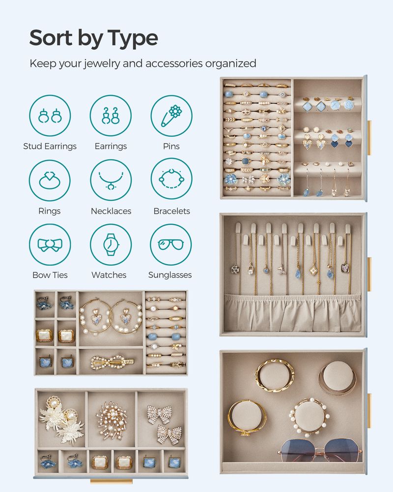Multi Layer Jewelry Organizer Box | Glass Window And Mirror
