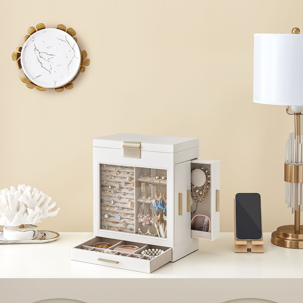 Multi Layer Jewelry Organizer Box | Glass Window And Mirror