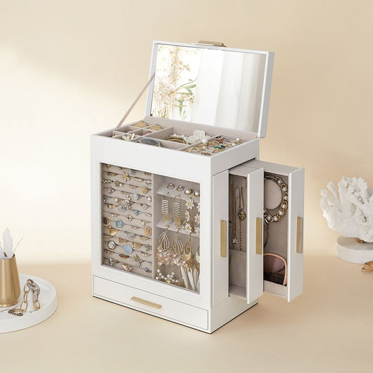 Multi Layer Jewelry Organizer Box | Glass Window And Mirror