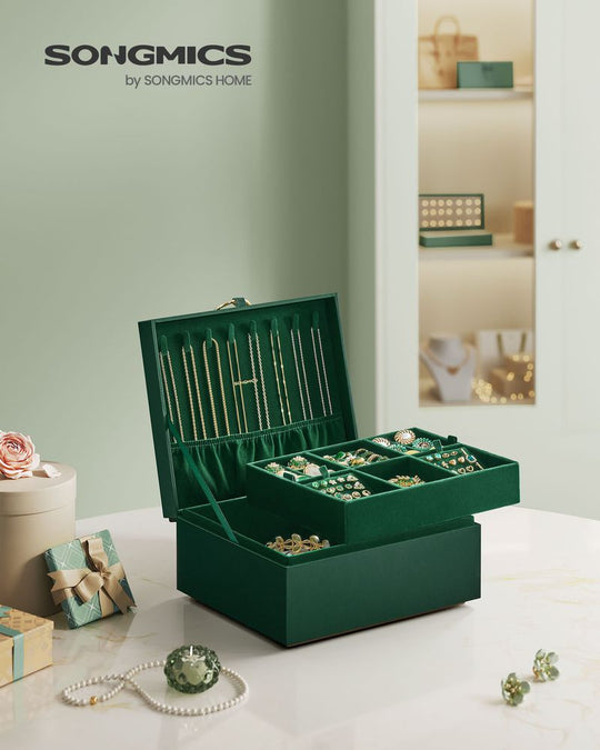 Jewelry Box Organizer | Metal Handle Storage Case