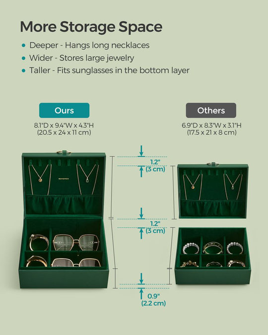 Jewelry Box Organizer | Metal Handle Storage Case