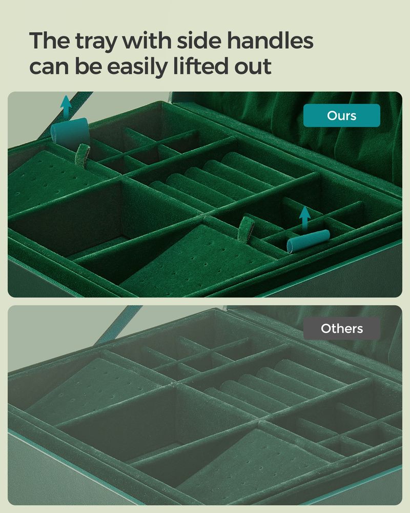 Jewelry Box Organizer | Metal Handle Storage Case