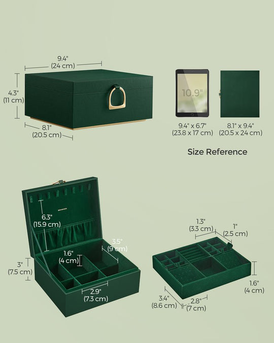 Jewelry Box Organizer | Metal Handle Storage Case