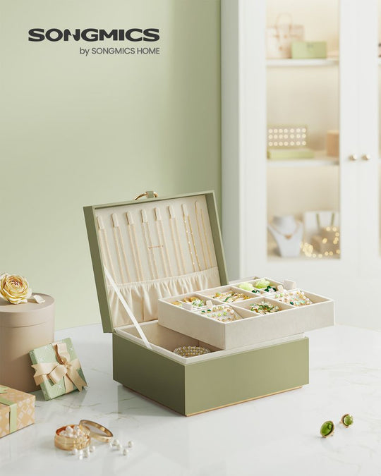 Jewelry Box Organizer | Metal Handle Storage Case