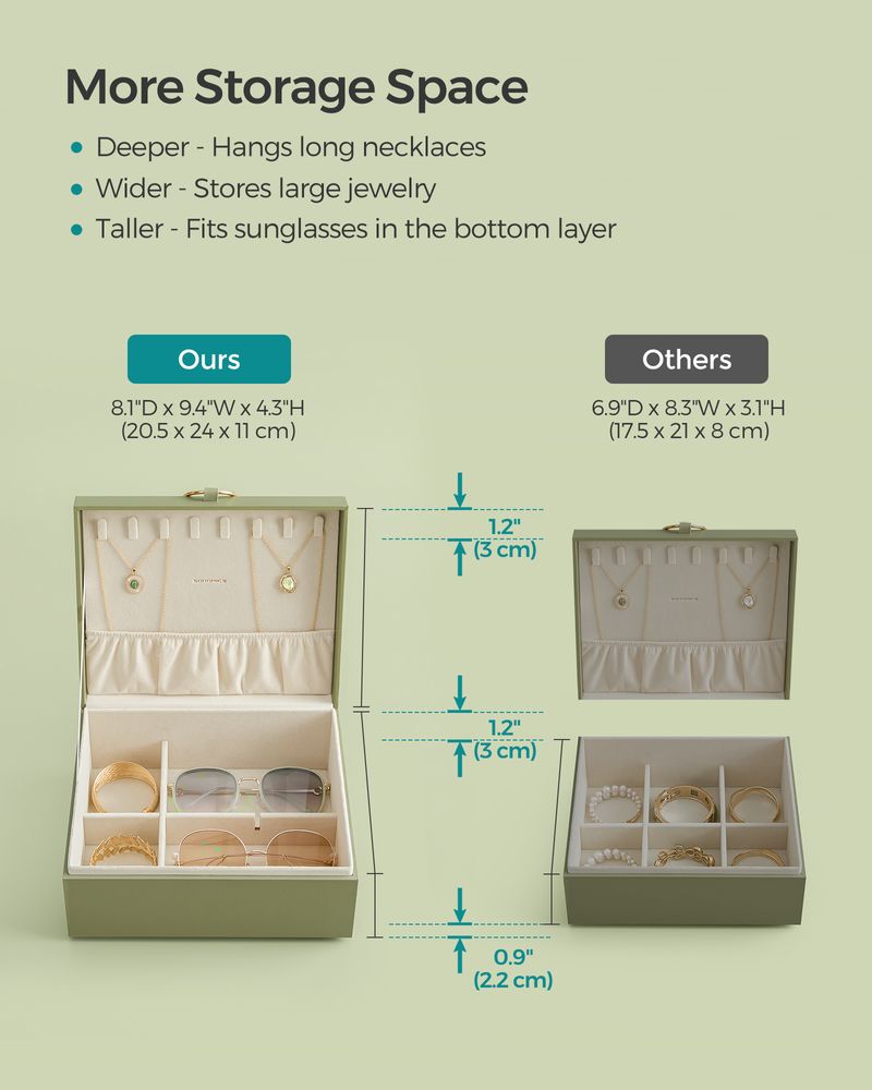 Jewelry Box Organizer | Metal Handle Storage Case