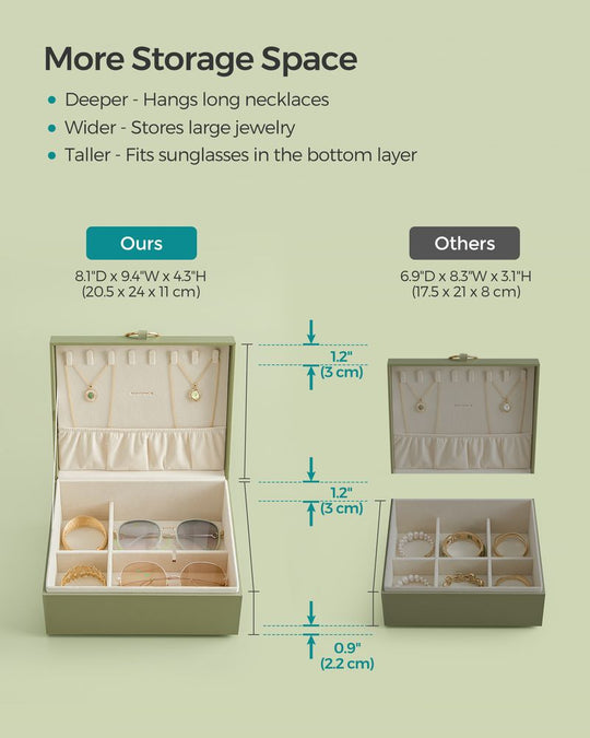 Jewelry Box Organizer | Metal Handle Storage Case
