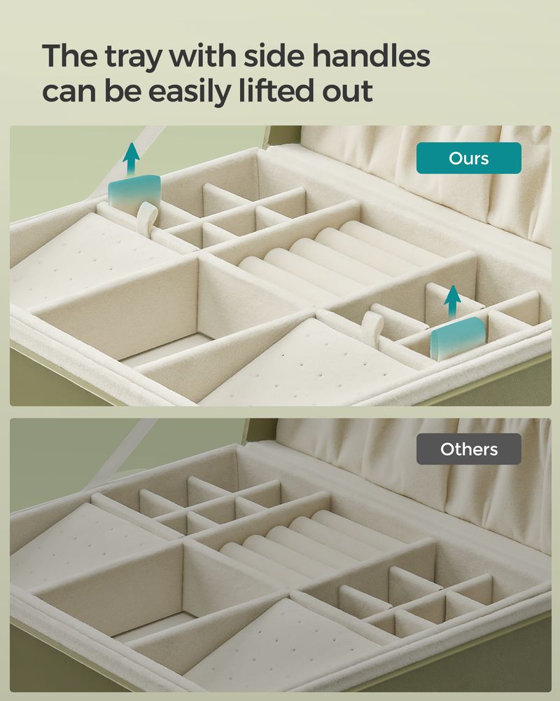 Jewelry Box Organizer | Metal Handle Storage Case