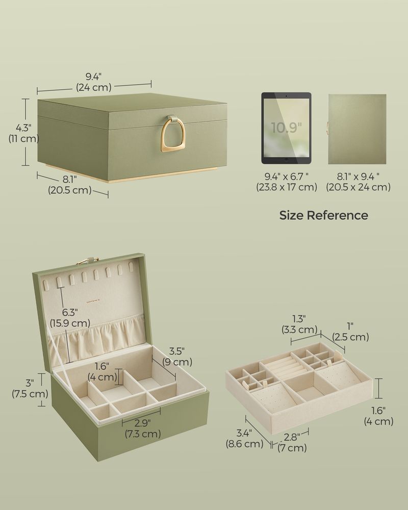 Jewelry Box Organizer | Metal Handle Storage Case