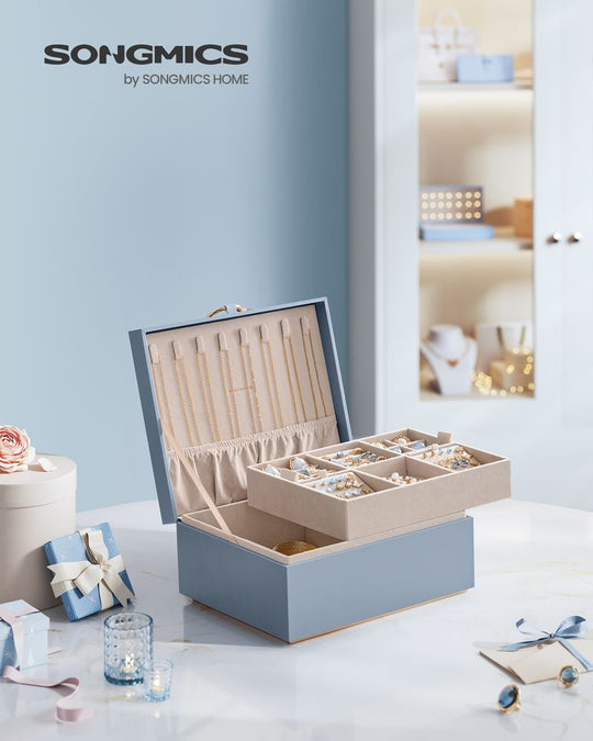 Jewelry Box Organizer | Metal Handle Storage Case