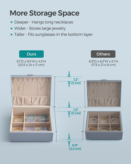 Jewelry Box Organizer | Metal Handle Storage Case