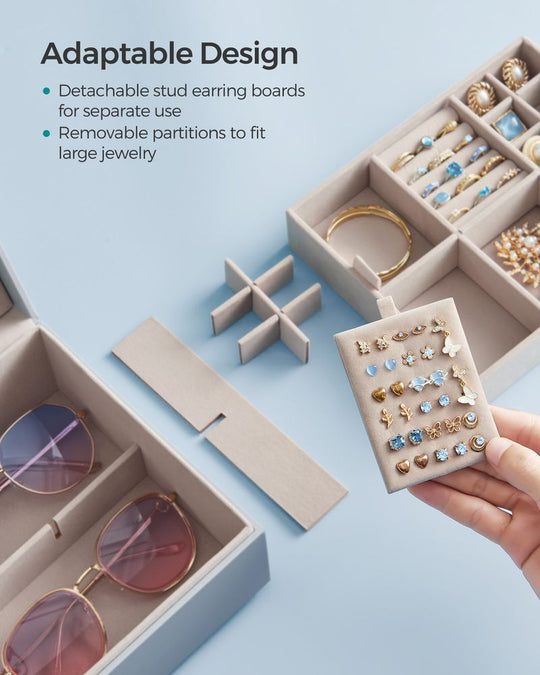 Jewelry Box Organizer | Metal Handle Storage Case