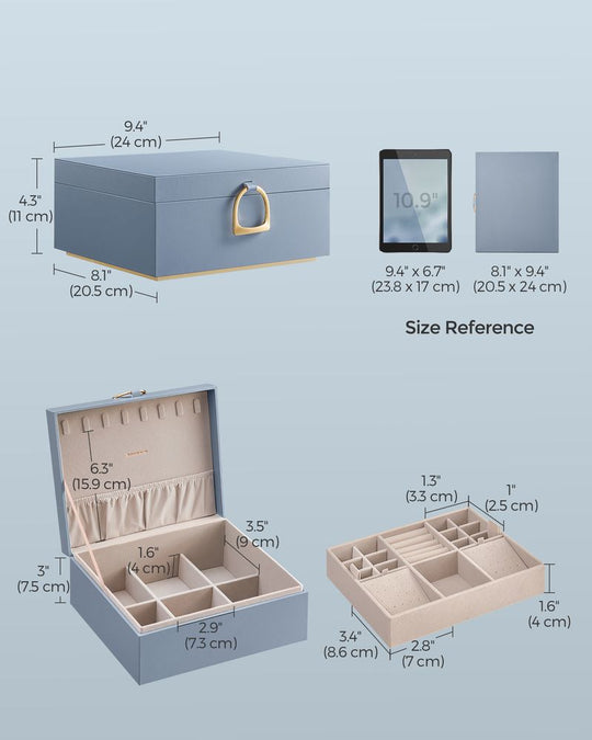 Jewelry Box Organizer | Metal Handle Storage Case