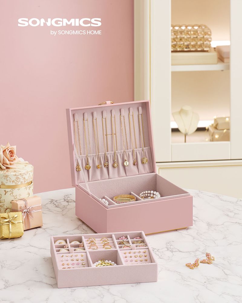 Jewelry Box Organizer | Metal Handle Storage Case