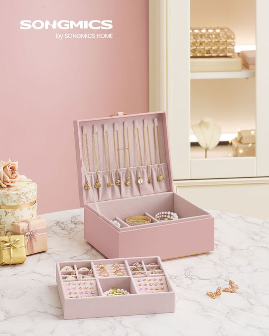 Jewelry Box Organizer | Metal Handle Storage Case
