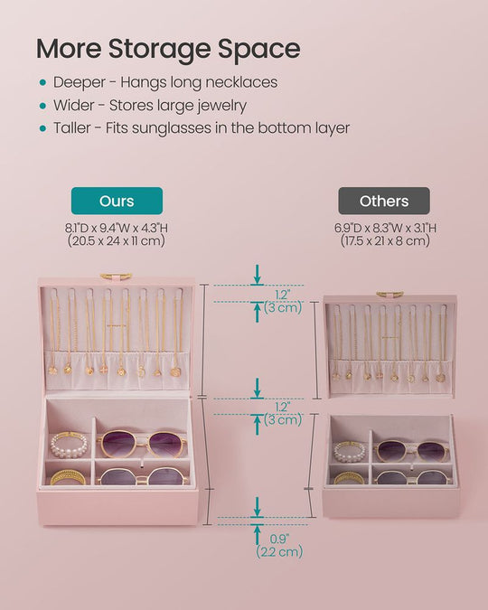 Jewelry Box Organizer | Metal Handle Storage Case