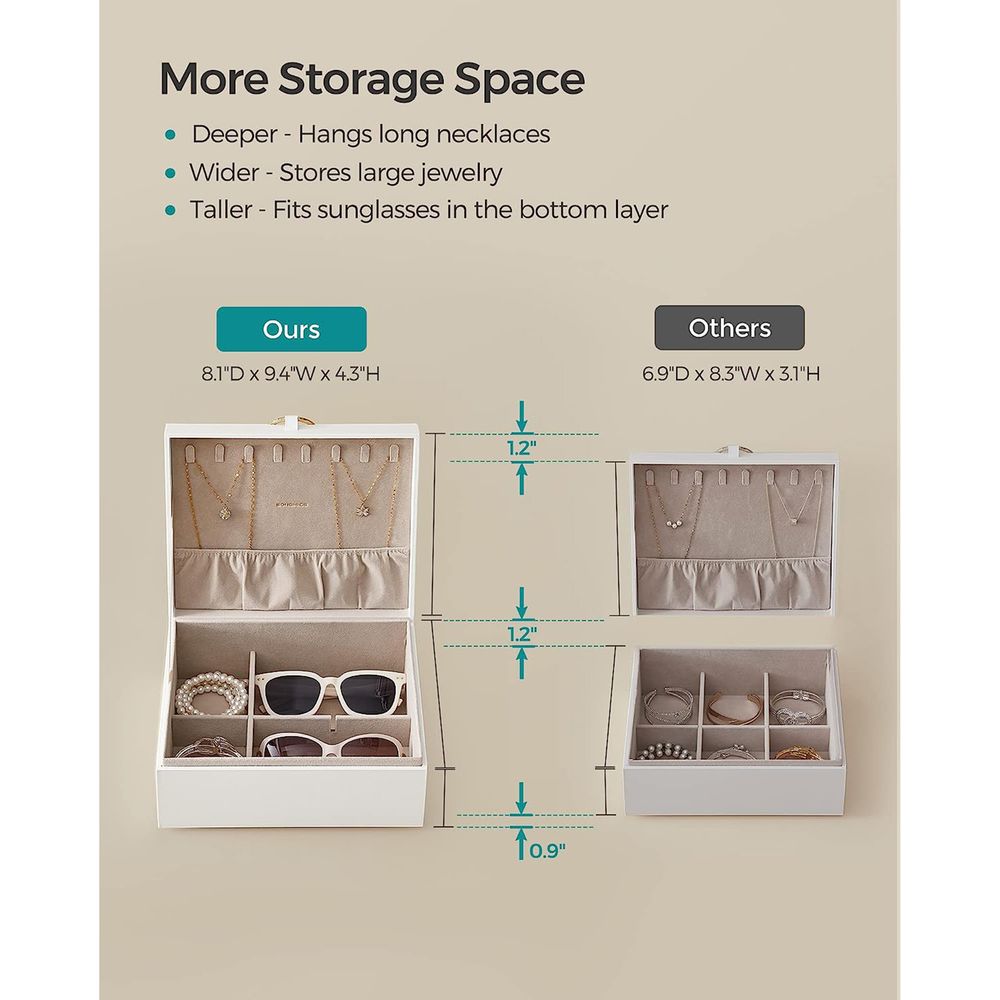 Jewelry Box Organizer | Metal Handle Storage Case