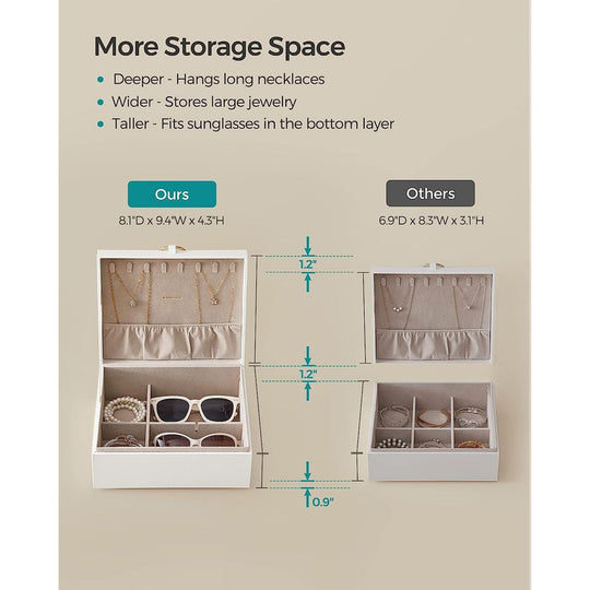Jewelry Box Organizer | Metal Handle Storage Case