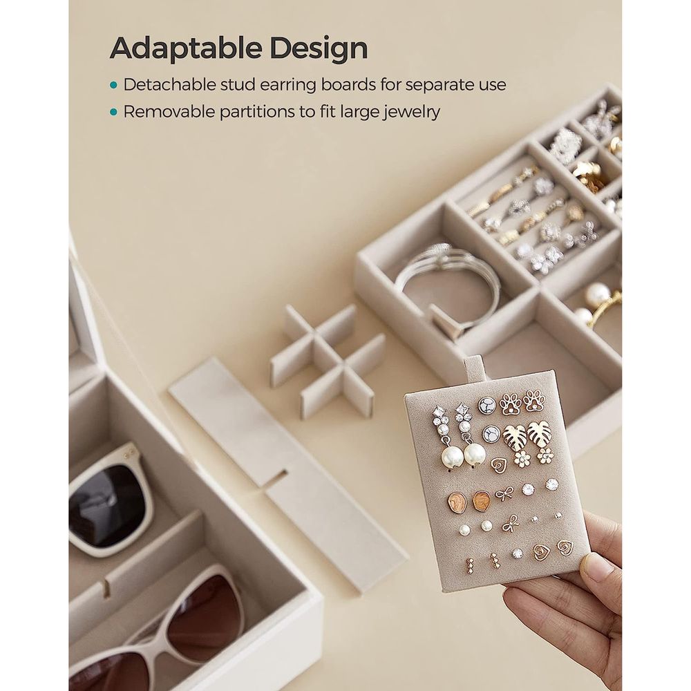 Jewelry Box Organizer | Metal Handle Storage Case