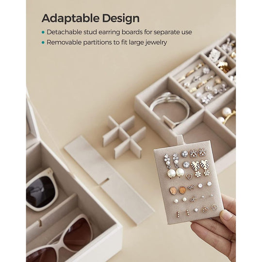 Jewelry Box Organizer | Metal Handle Storage Case