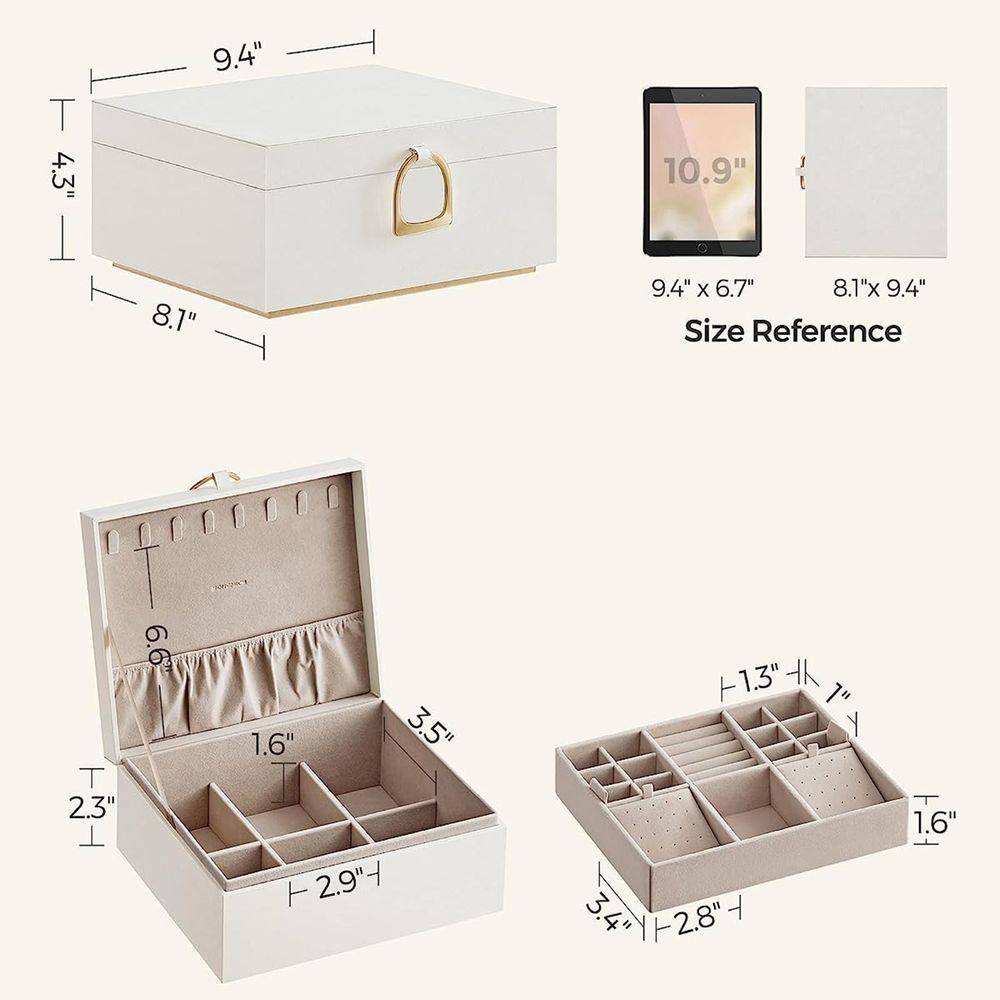 Jewelry Box Organizer | Metal Handle Storage Case