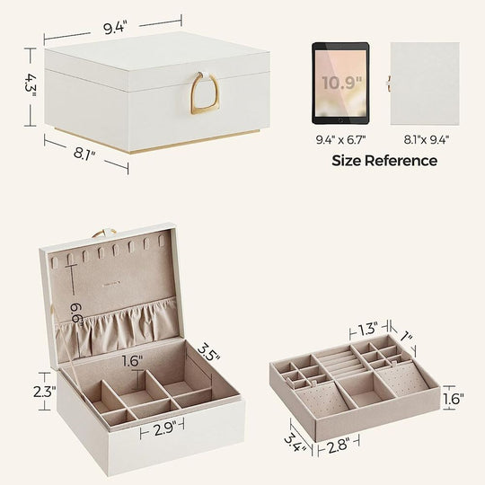 Jewelry Box Organizer | Metal Handle Storage Case
