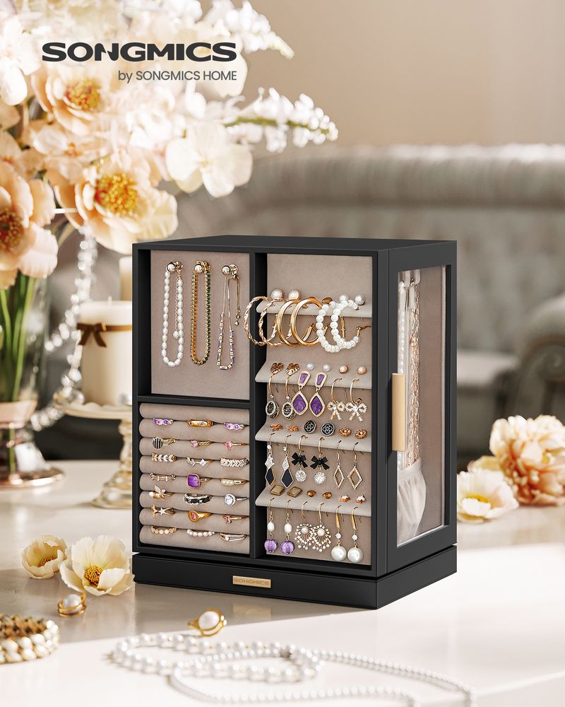 Rotating Jewelry Cabinet | 360-Degree Drawer Organizer