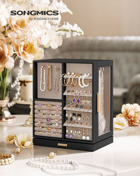 Rotating Jewelry Cabinet | 360-Degree Drawer Organizer