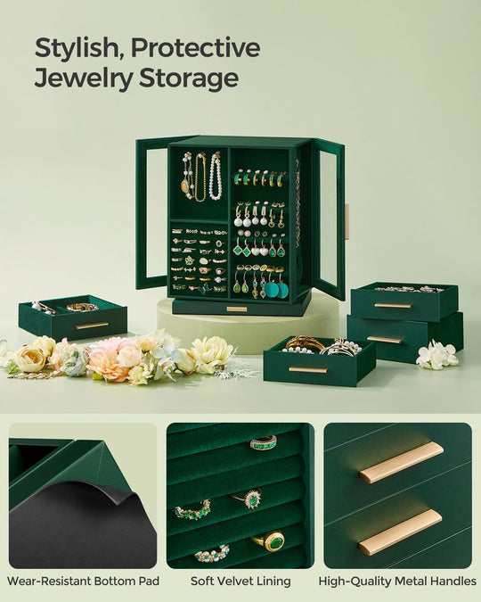 Rotating Jewelry Cabinet | 360-Degree Drawer Organizer