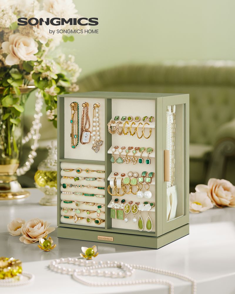 Rotating Jewelry Cabinet | 360-Degree Drawer Organizer