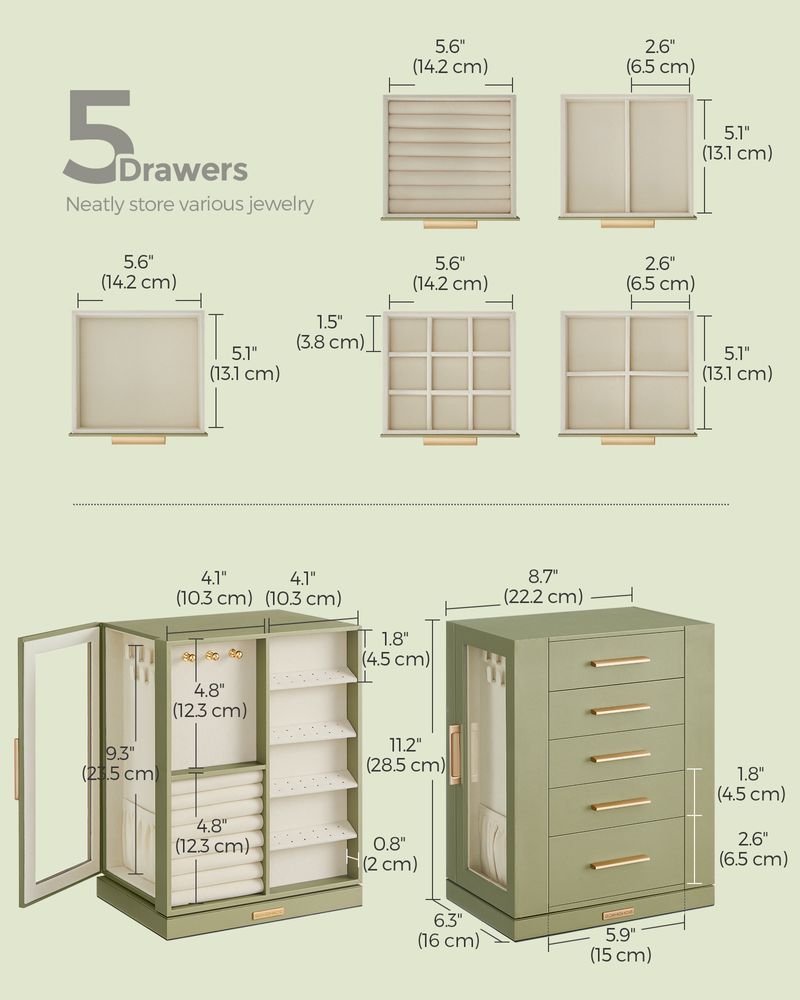 Rotating Jewelry Cabinet | 360-Degree Drawer Organizer