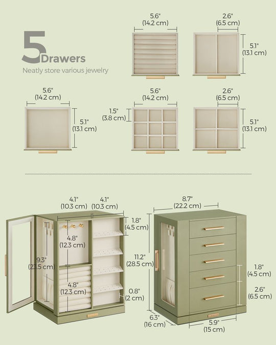 Rotating Jewelry Cabinet | 360-Degree Drawer Organizer