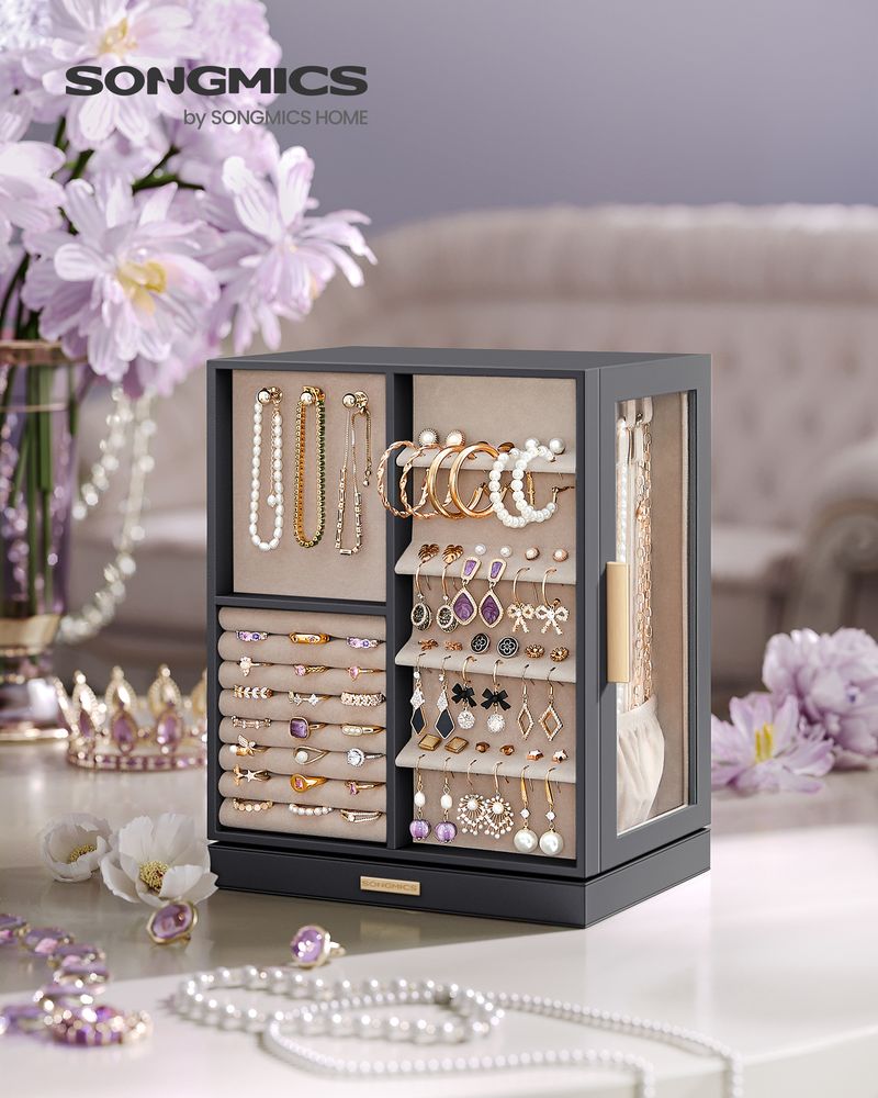 Rotating Jewelry Cabinet | 360-Degree Drawer Organizer