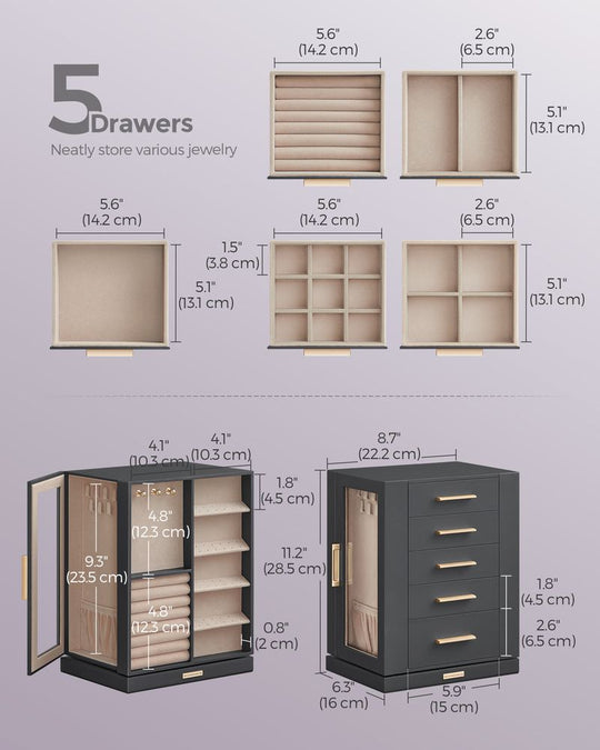 Rotating Jewelry Cabinet | 360-Degree Drawer Organizer