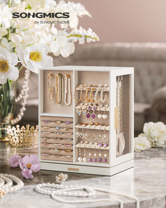 Rotating Jewelry Cabinet | 360-Degree Drawer Organizer