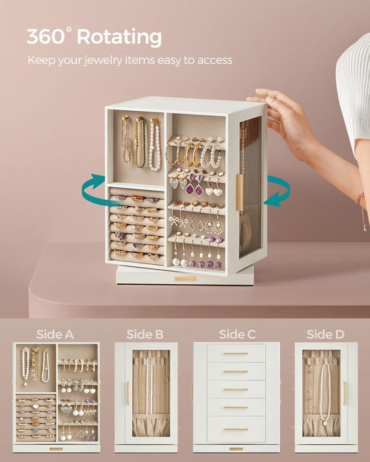 Rotating Jewelry Cabinet | 360-Degree Drawer Organizer