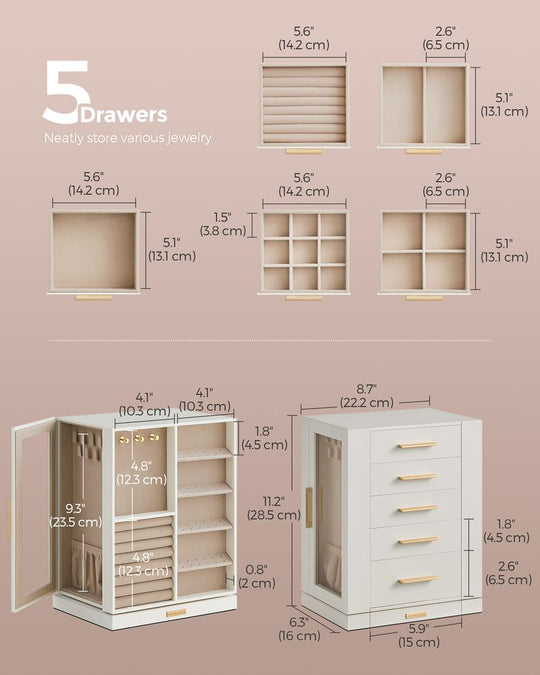 Rotating Jewelry Cabinet | 360-Degree Drawer Organizer
