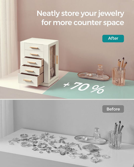 Rotating Jewelry Cabinet | 360-Degree Drawer Organizer