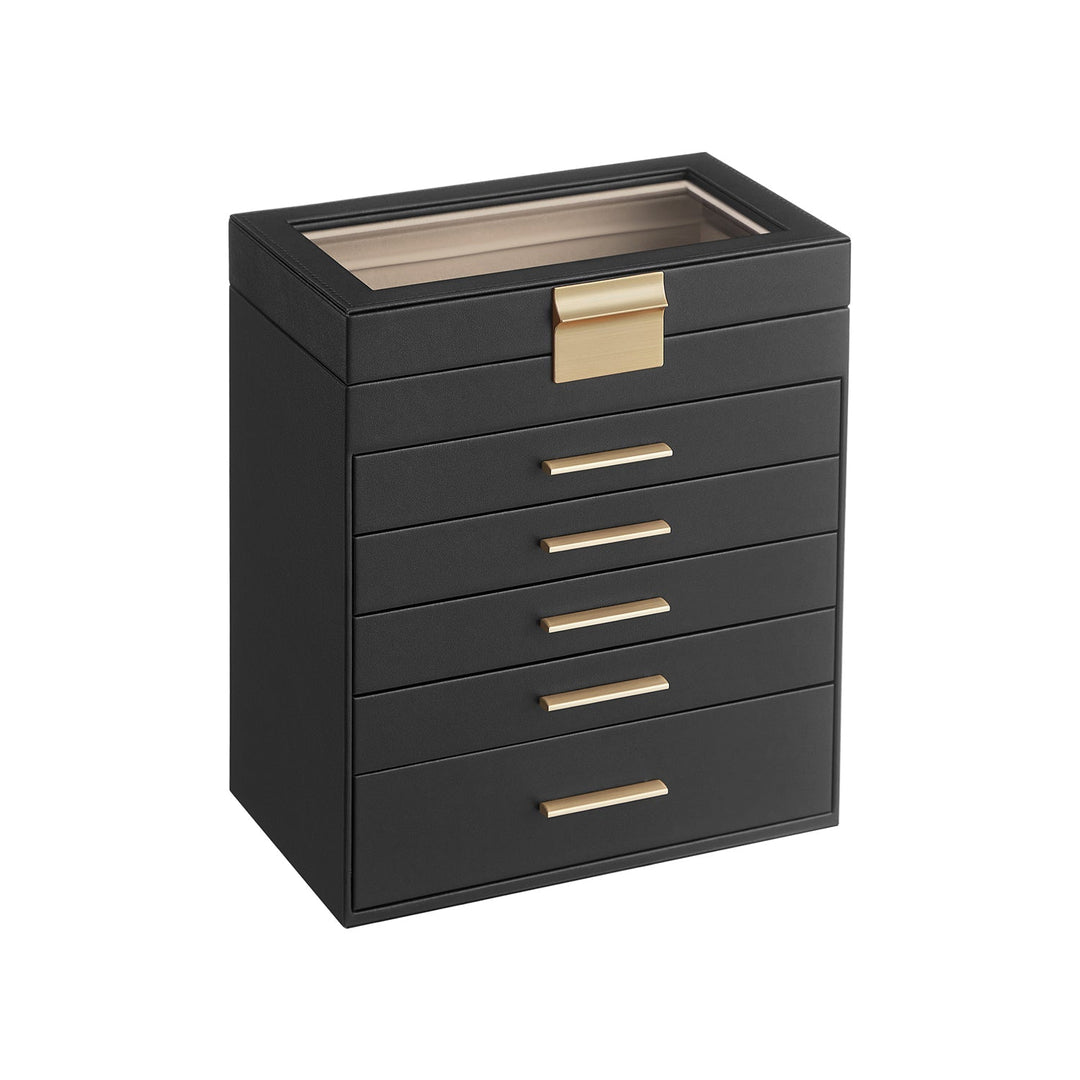 4-Layer Jewelry Box | Glass Lid Storage Organizer